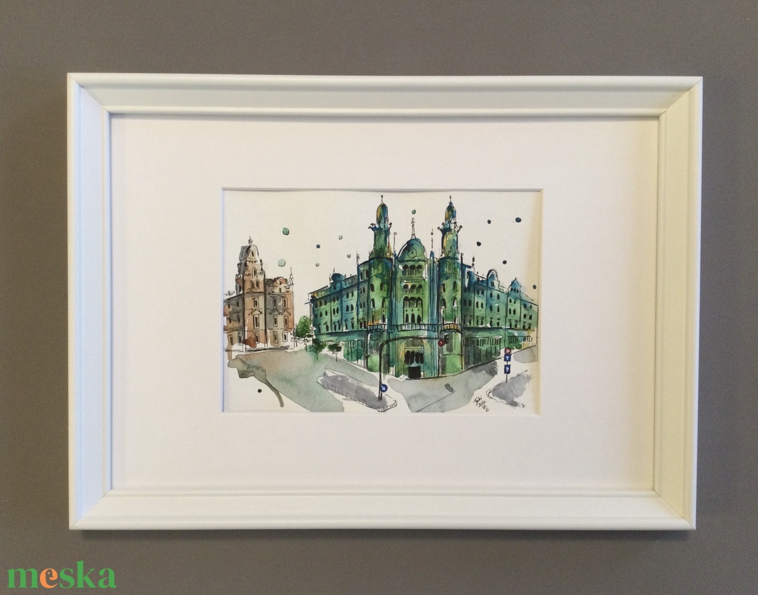 Párisi Udvar Hotel Budapest - művészet - festmény - akvarell - Meska.hu