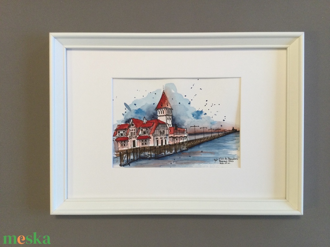 Club de Pescadores, Buenos Aires - művészet - festmény - akvarell - Meska.hu