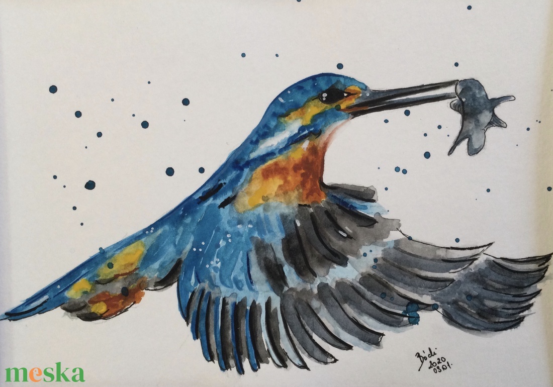 Jégmadár - művészet - festmény - akvarell - Meska.hu