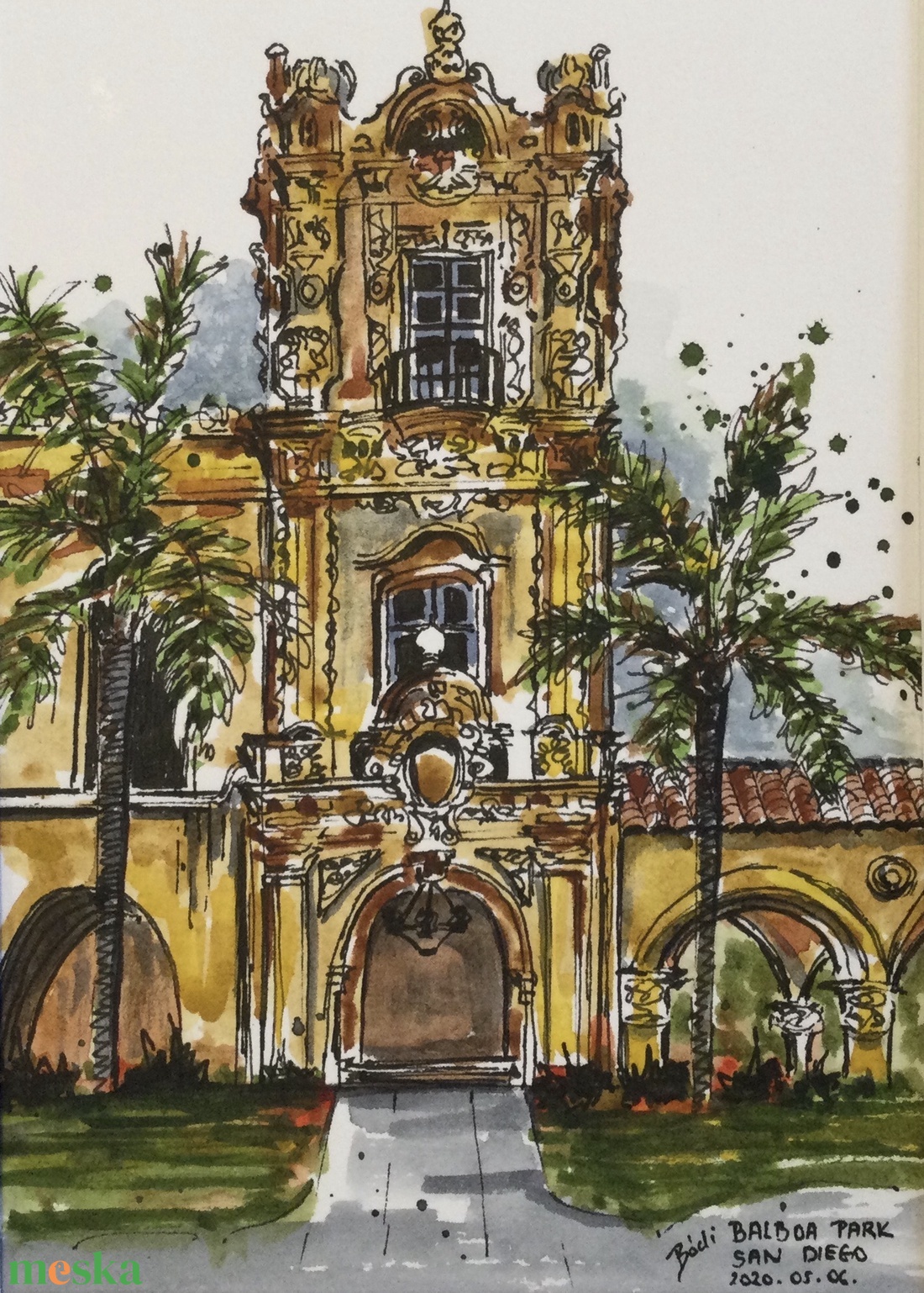 Balboa Park, San Diego - művészet - festmény - akvarell - Meska.hu
