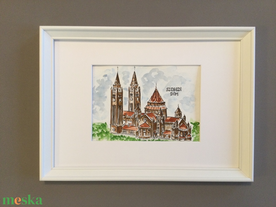 Dóm, Szeged - művészet - festmény - akvarell - Meska.hu