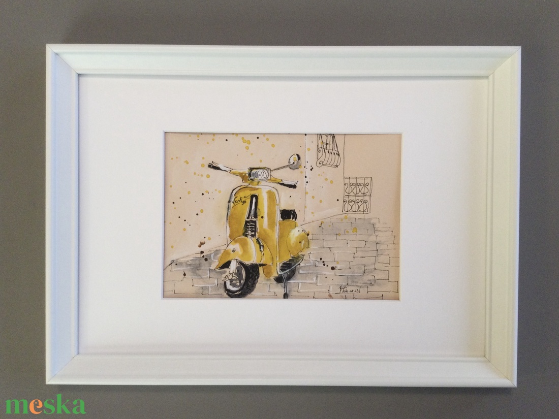 Vespa - művészet - festmény - akvarell - Meska.hu