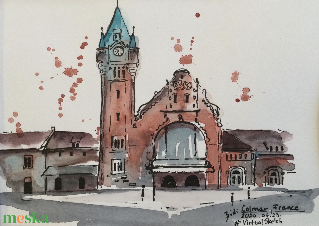 Colmar, Franciaország - művészet - festmény - akvarell - Meska.hu