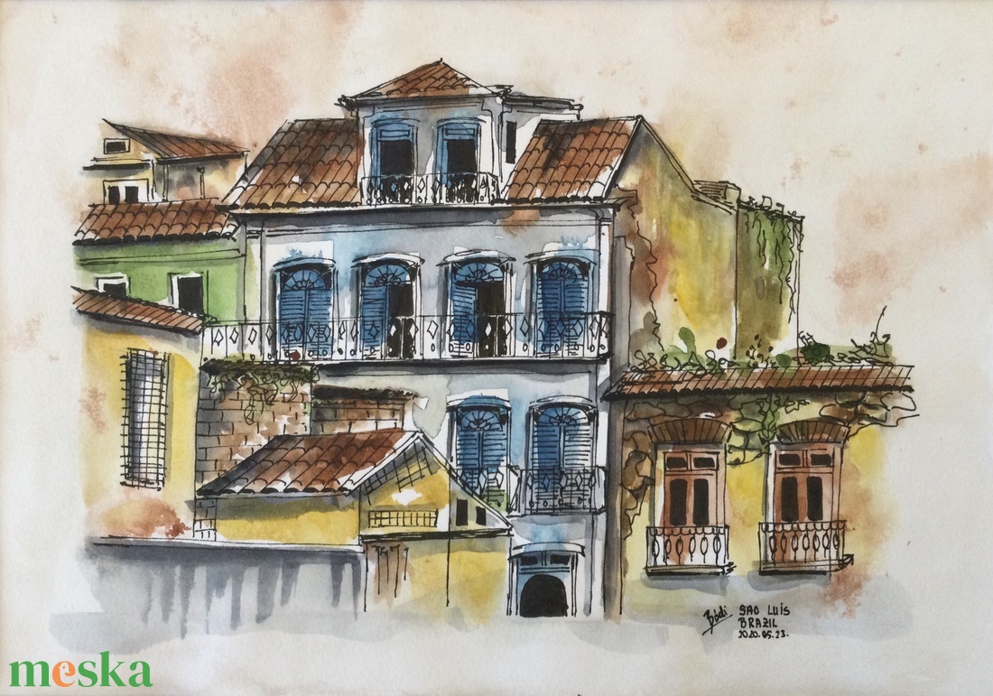 Sao Luis, Brazil - művészet - festmény - akvarell - Meska.hu