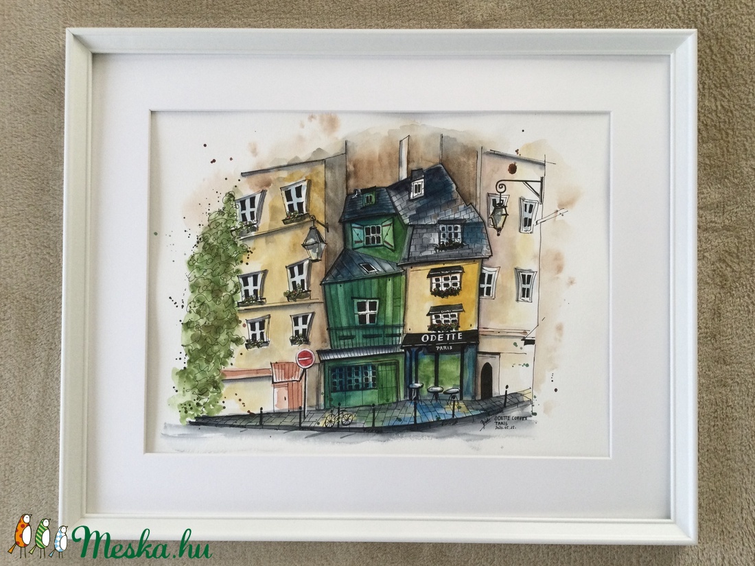 Odette Cafe, Paris - művészet - festmény - akvarell - Meska.hu