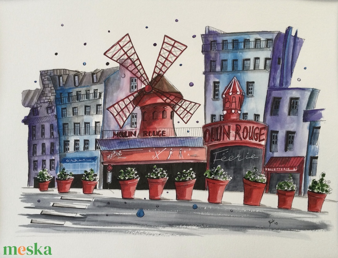 Moulin Rouge - művészet - festmény - akvarell - Meska.hu