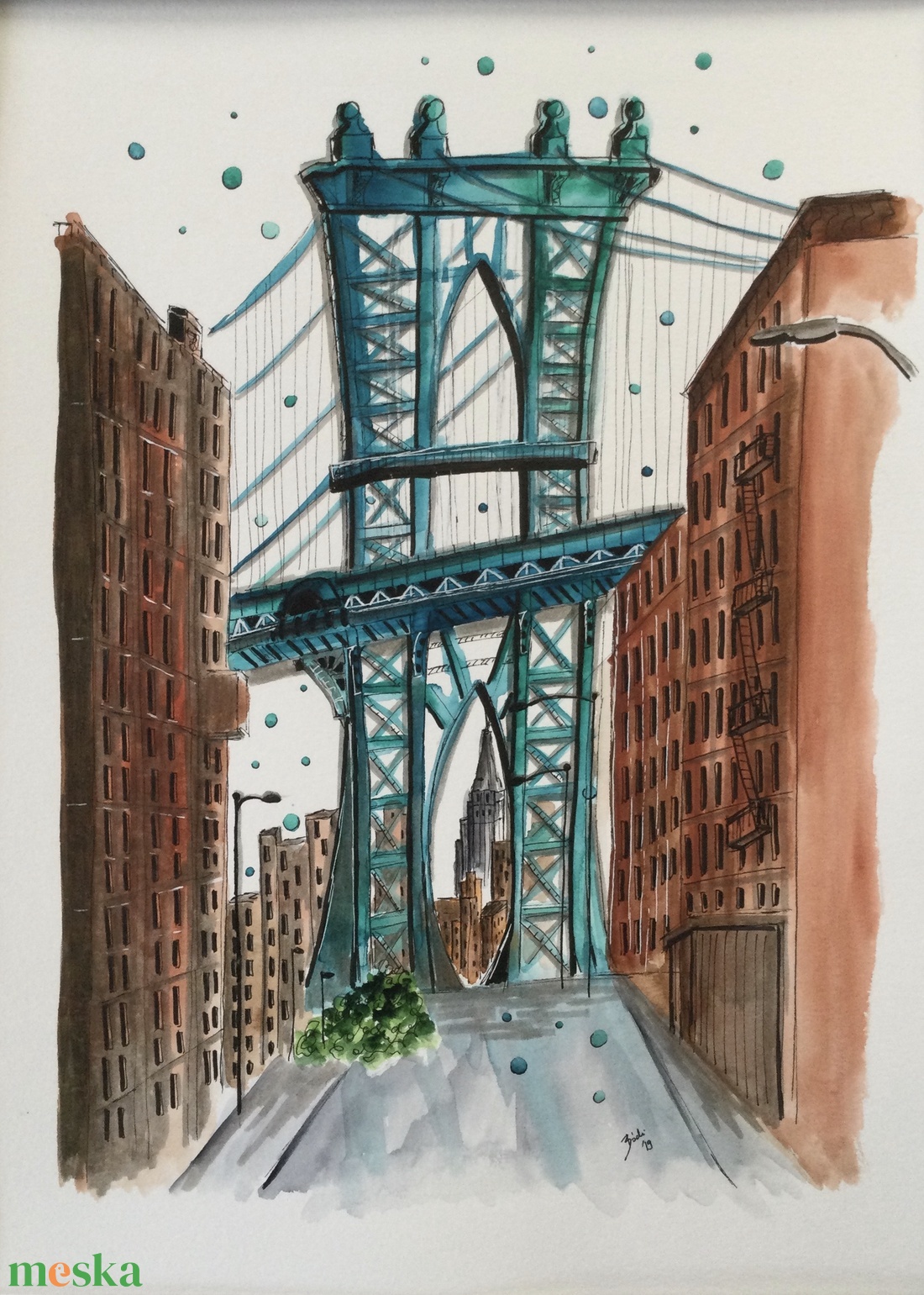 George Washington Bridge - művészet - festmény - akvarell - Meska.hu George Washington Bridge - művészet - festmény - akvarell - Meska.hu