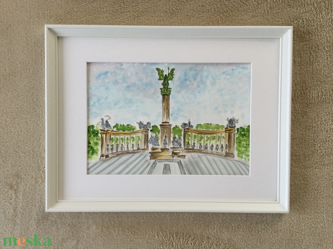 Hősök tere  - művészet - festmény - akvarell - Meska.hu