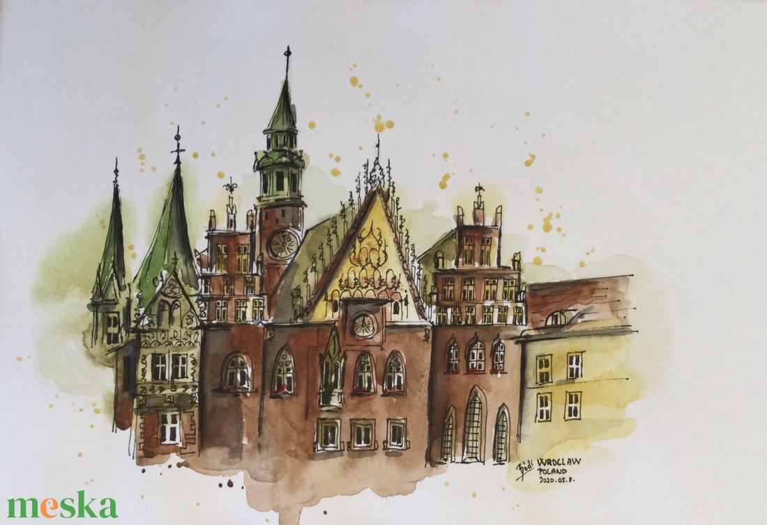 Wroclaw, Poland - művészet - festmény - akvarell - Meska.hu