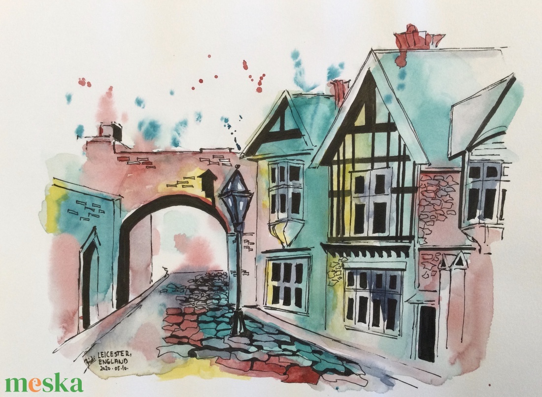 Leicester, England - művészet - festmény - akvarell - Meska.hu