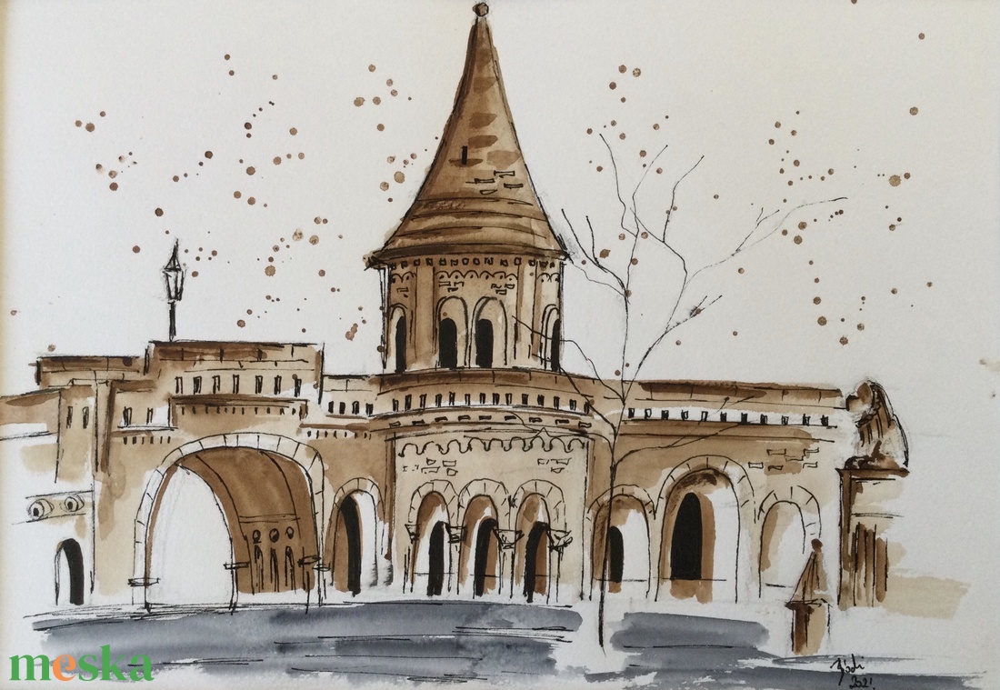 Halászbástya 2. - művészet - festmény - akvarell - Meska.hu