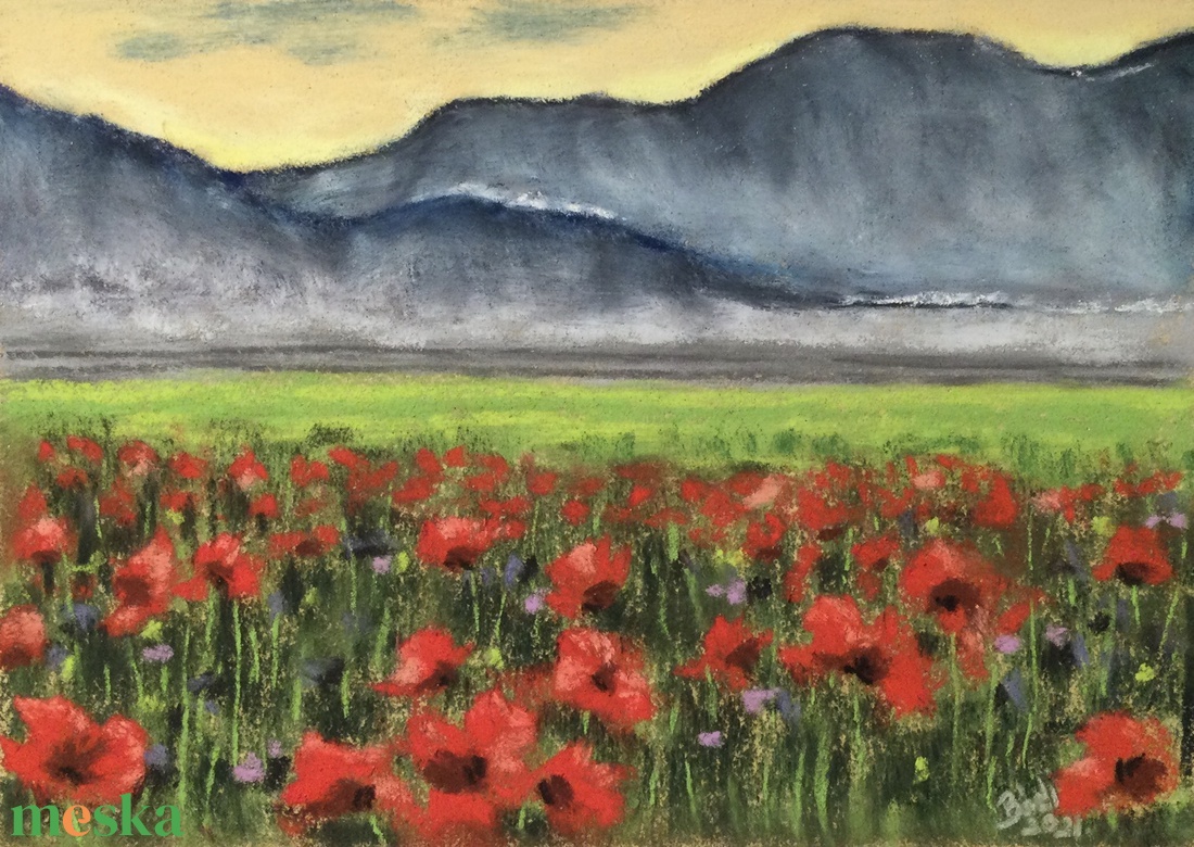 Pipacsok - művészet - festmény - akvarell - Meska.hu