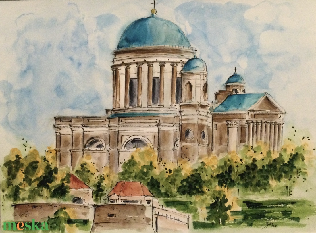 Esztergom - művészet - festmény - akvarell - Meska.hu