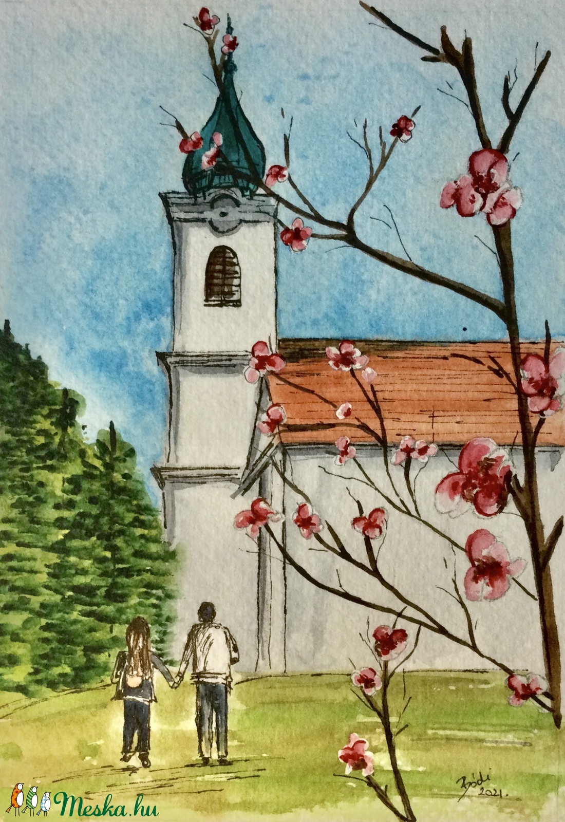 Templomkertben - művészet - festmény - akvarell - Meska.hu Templomkertben - művészet - festmény - akvarell - Meska.hu