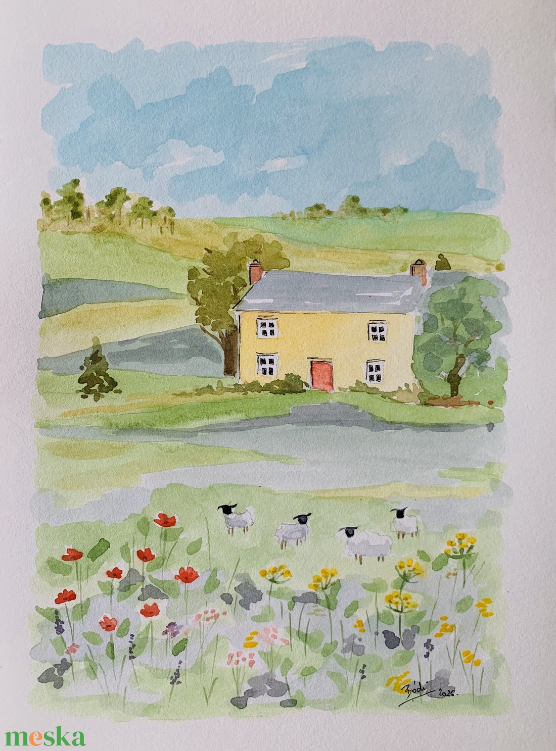 Angol vidéki ház - művészet - festmény - akvarell - Meska.hu