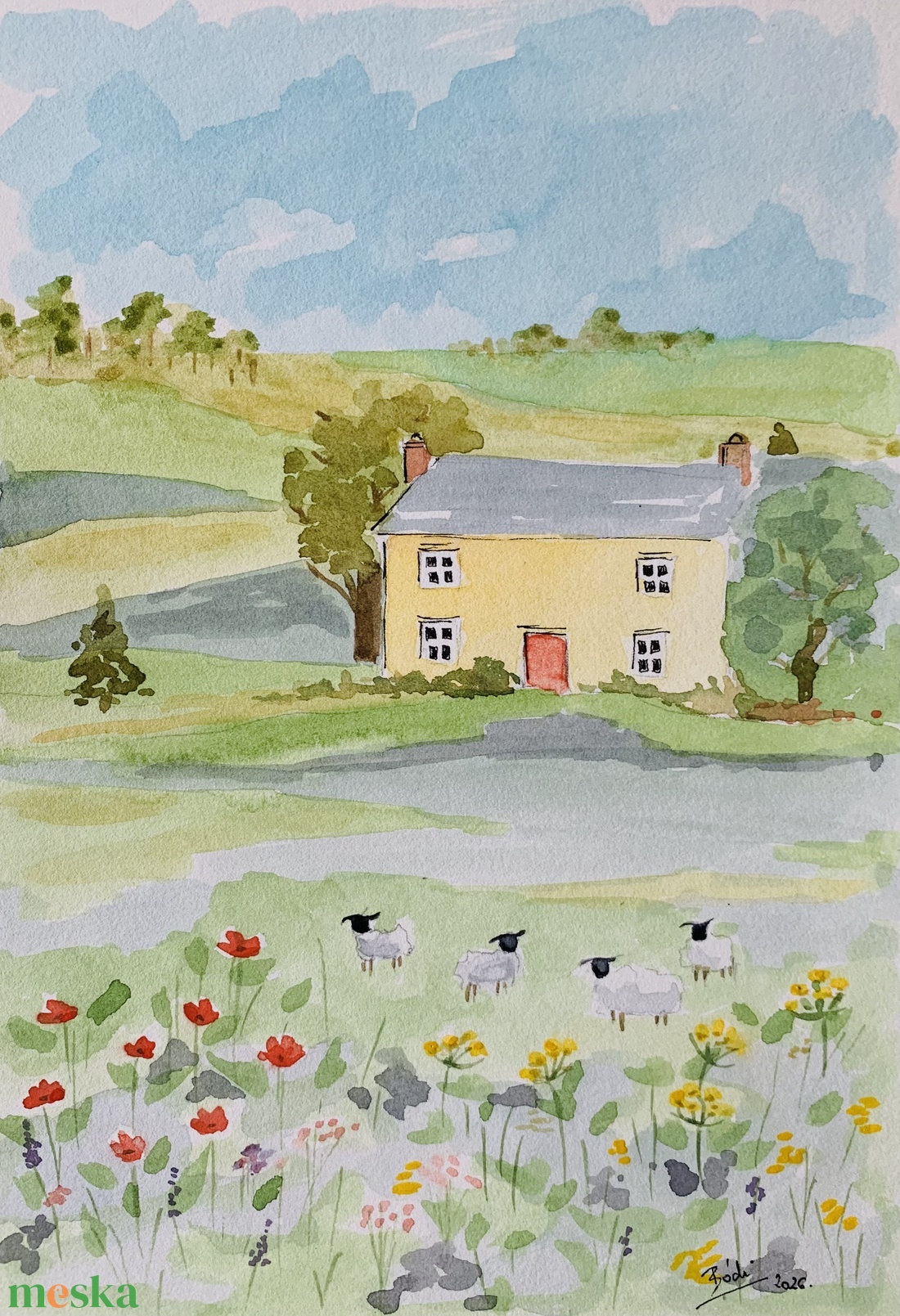 Angol vidéki ház - művészet - festmény - akvarell - Meska.hu