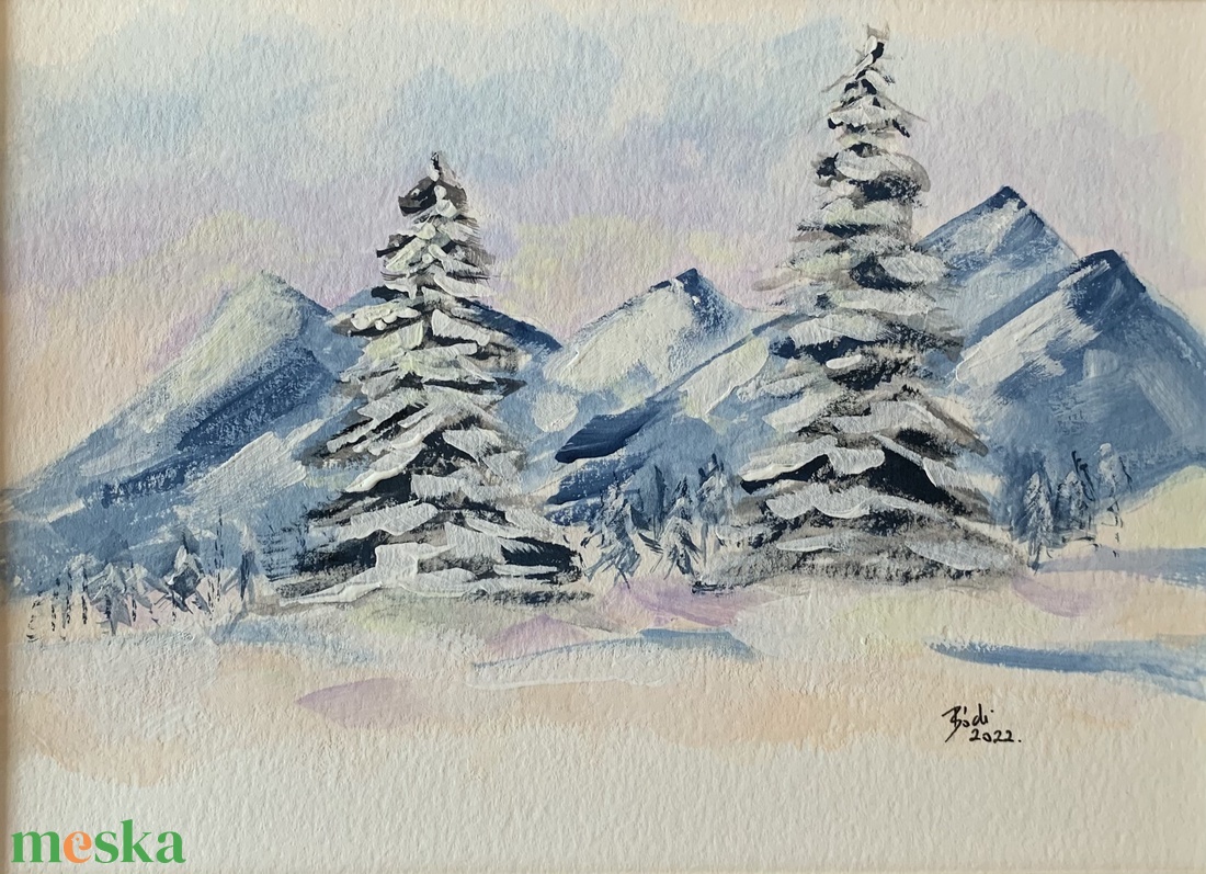 Télen - művészet - festmény - akvarell - Meska.hu
