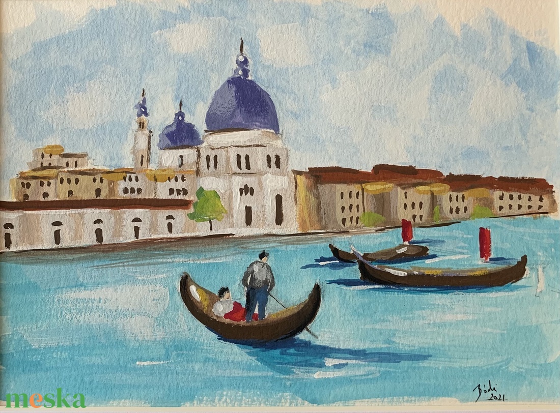 Velencei gondolák - művészet - festmény - akvarell - Meska.hu