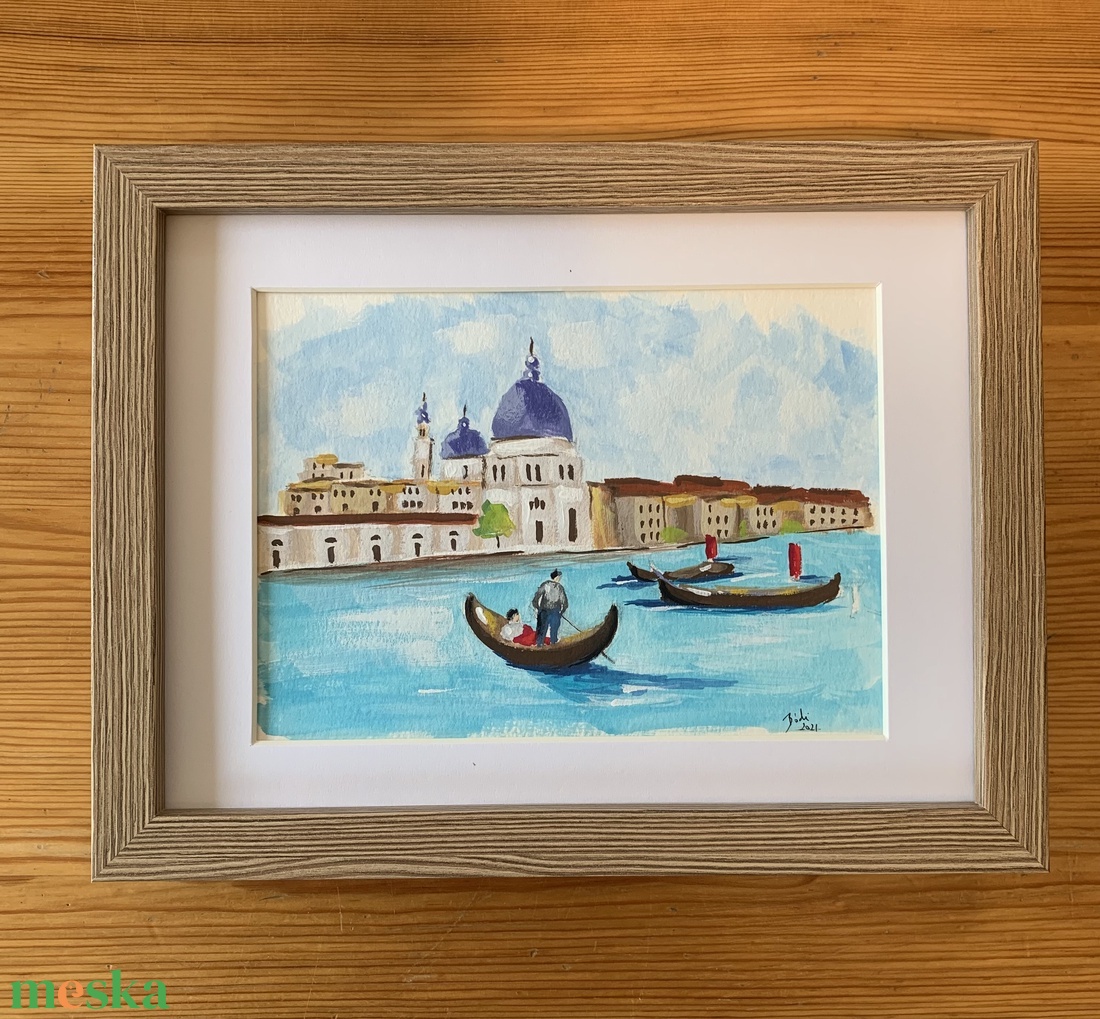 Velencei gondolák - művészet - festmény - akvarell - Meska.hu