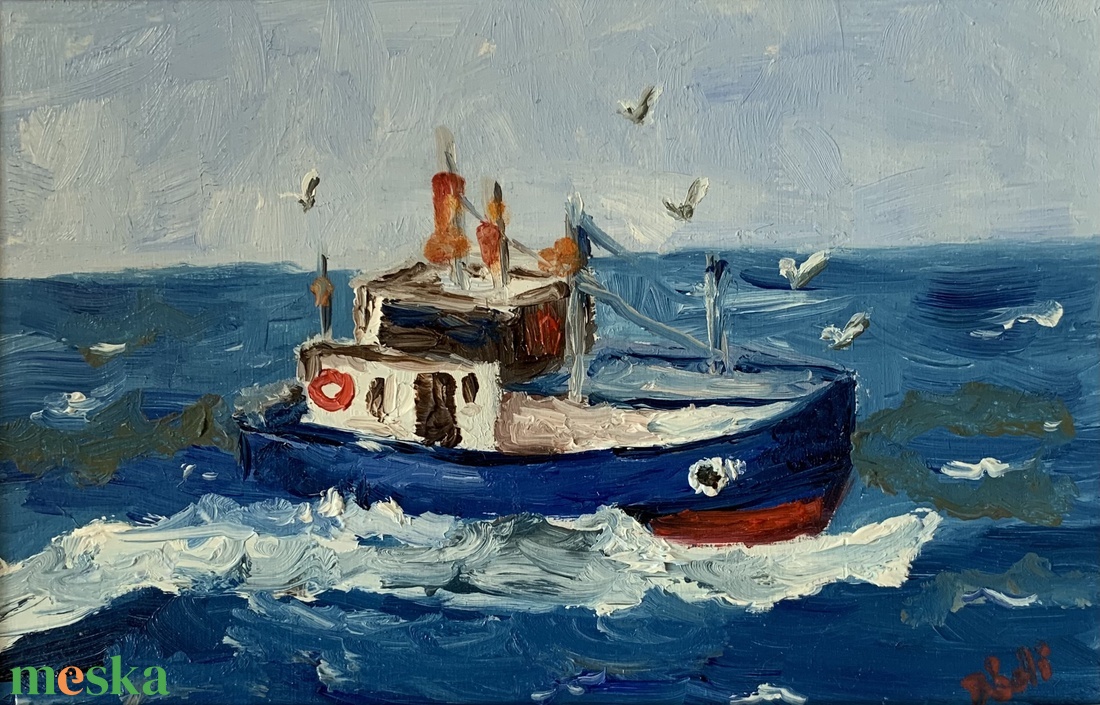 Halászhajó - művészet - festmény - akvarell - Meska.hu