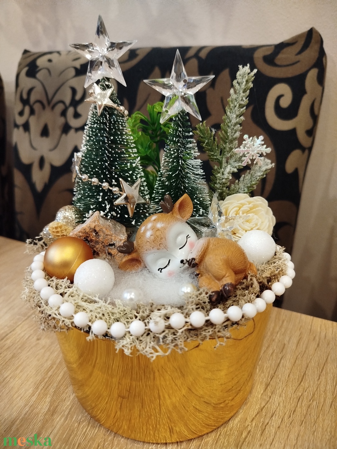 Őzikés cuki karcsonyi asztaldísz - karácsony - adventi díszek - adventi asztaldísz - Meska.hu