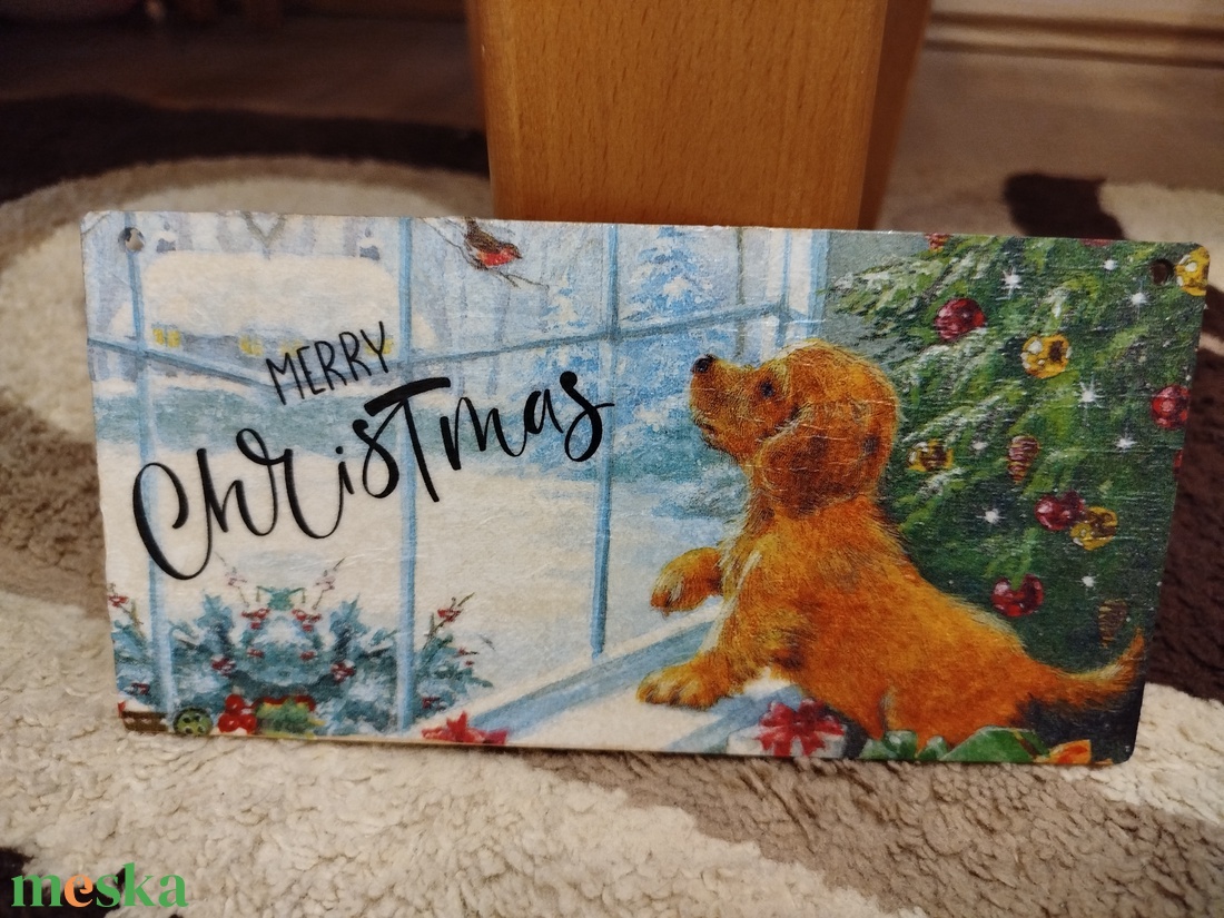 Cuki karácsonyi kutyusos ajtódísz dekoráció - karácsony - adventi díszek - adventi ajtódísz - Meska.hu