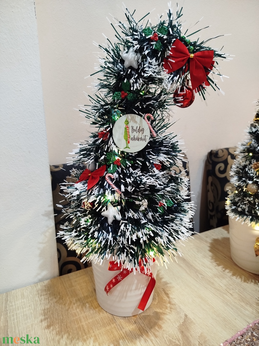 Örök grincsfa LED világítással - karácsony - adventi díszek - adventi asztaldísz - Meska.hu