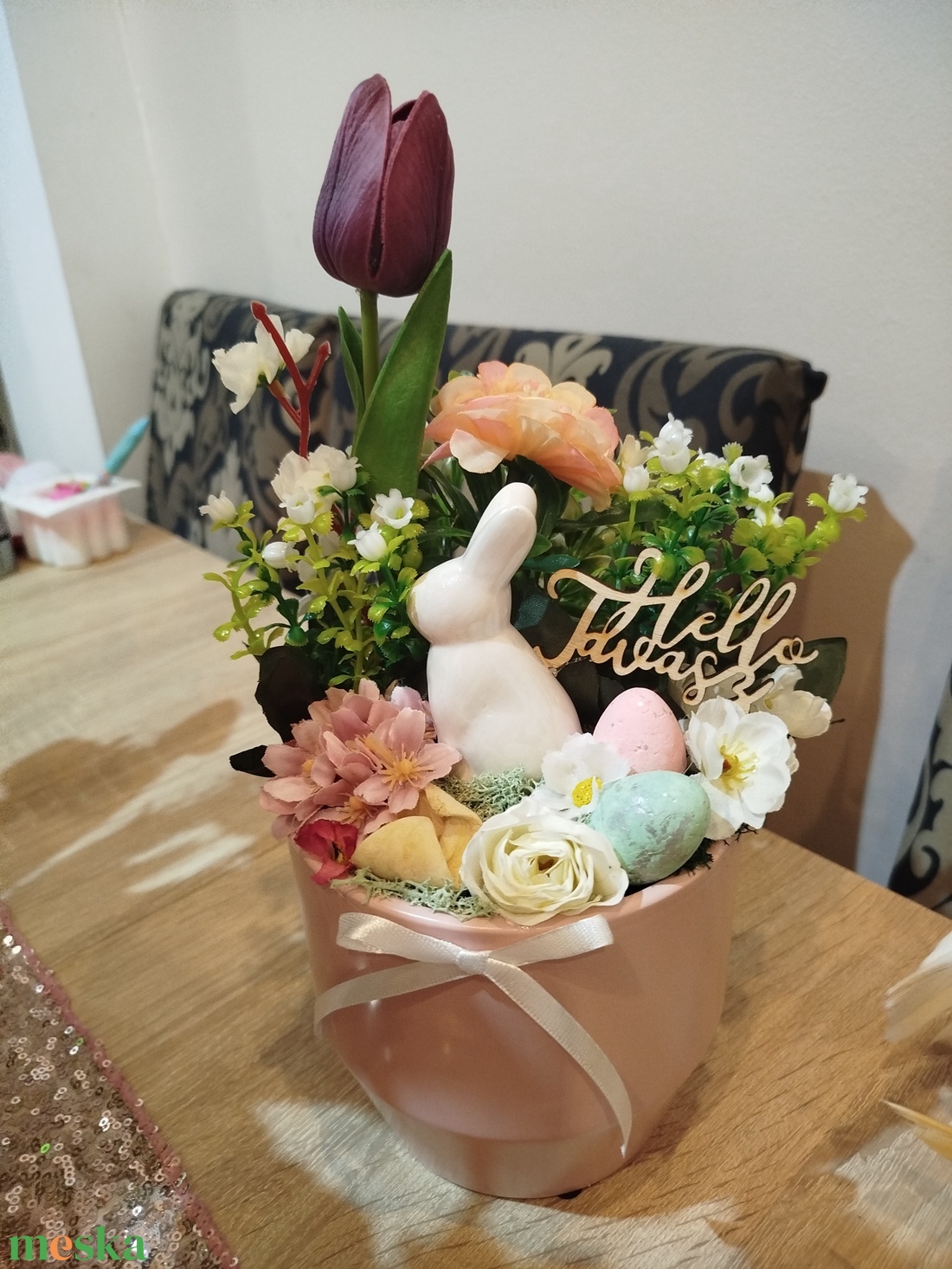 Nyuszis tavaszi asztaldísz - otthon & életmód - dekoráció - húsvéti asztaldíszek - Meska.hu