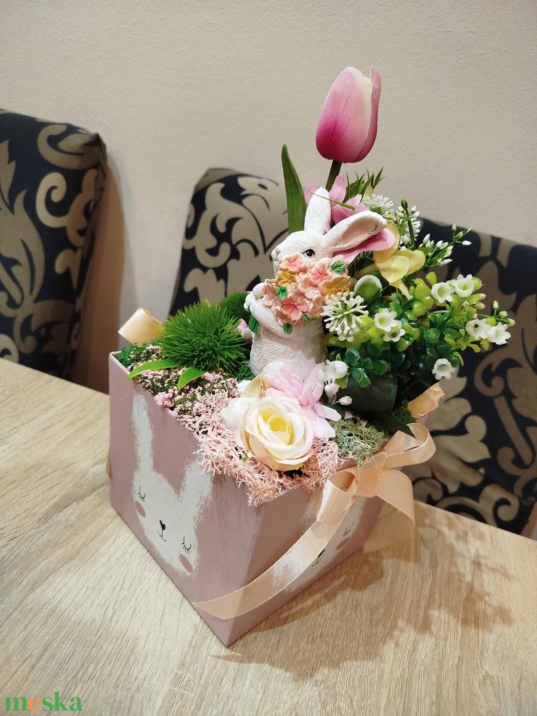 Nyuszikás tavaszi asztaldísz - otthon & életmód - dekoráció - asztal és polc dekoráció - asztaldísz - Meska.hu