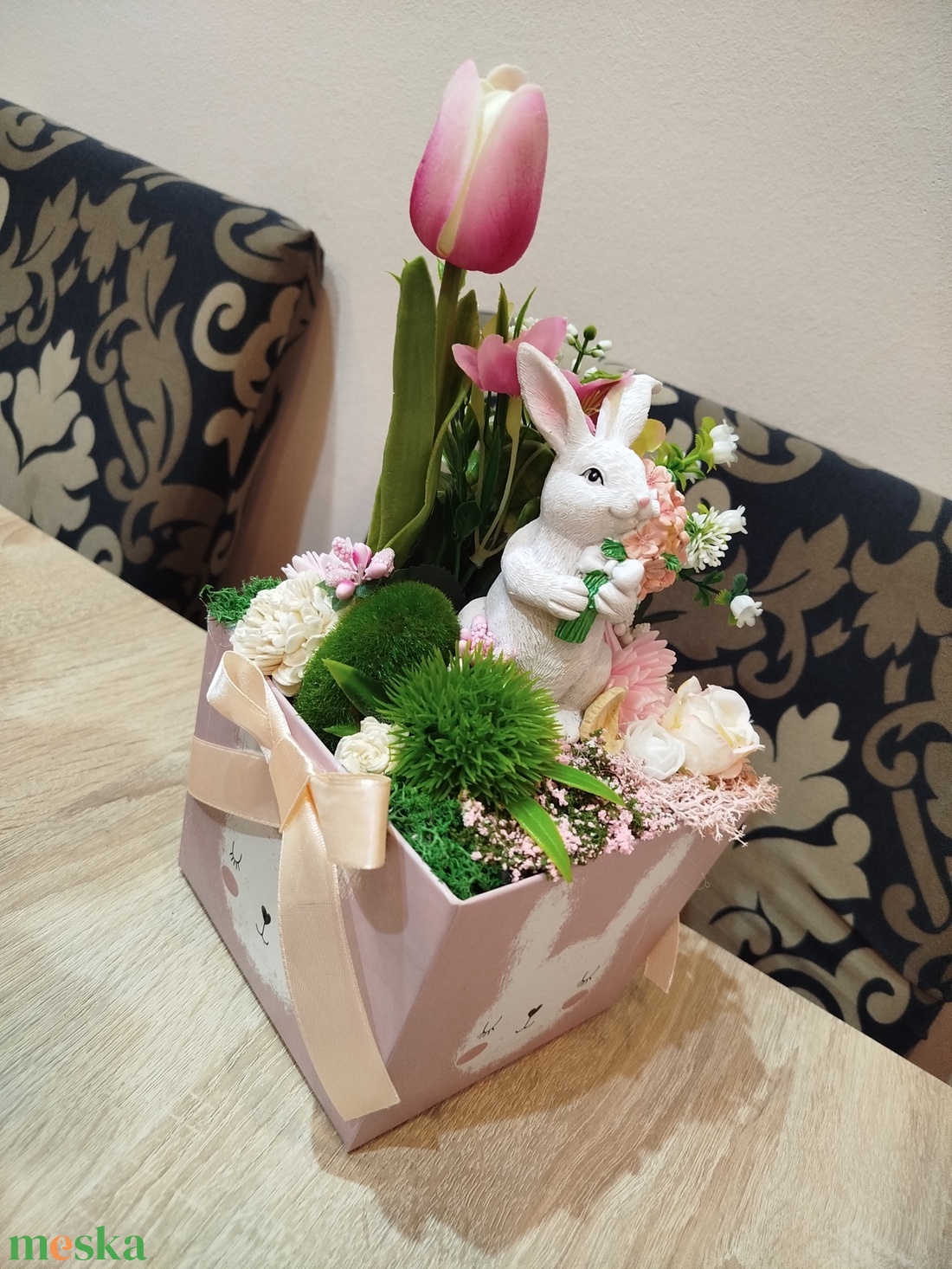 Nyuszikás tavaszi asztaldísz - otthon & életmód - dekoráció - asztal és polc dekoráció - asztaldísz - Meska.hu