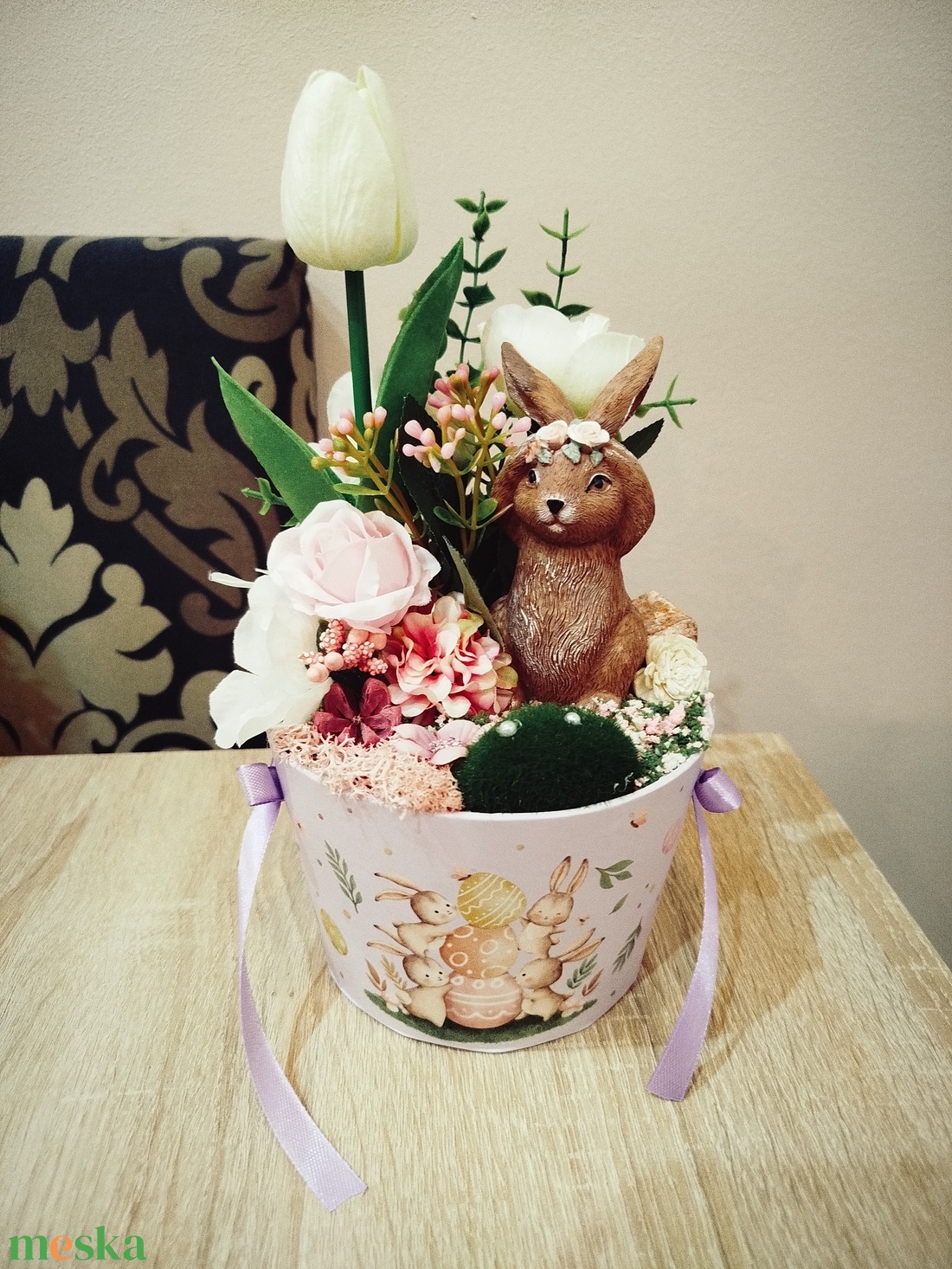 Aranyos nyuszis tavaszi asztaldísz box - otthon & életmód - dekoráció - asztal és polc dekoráció - asztaldísz - Meska.hu