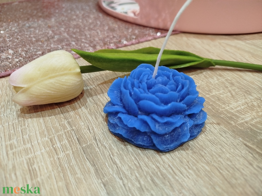 Gyönyörű kék virág alakú gyertya - otthon & életmód - gyertya, illat, aroma - gyertya - Meska.hu