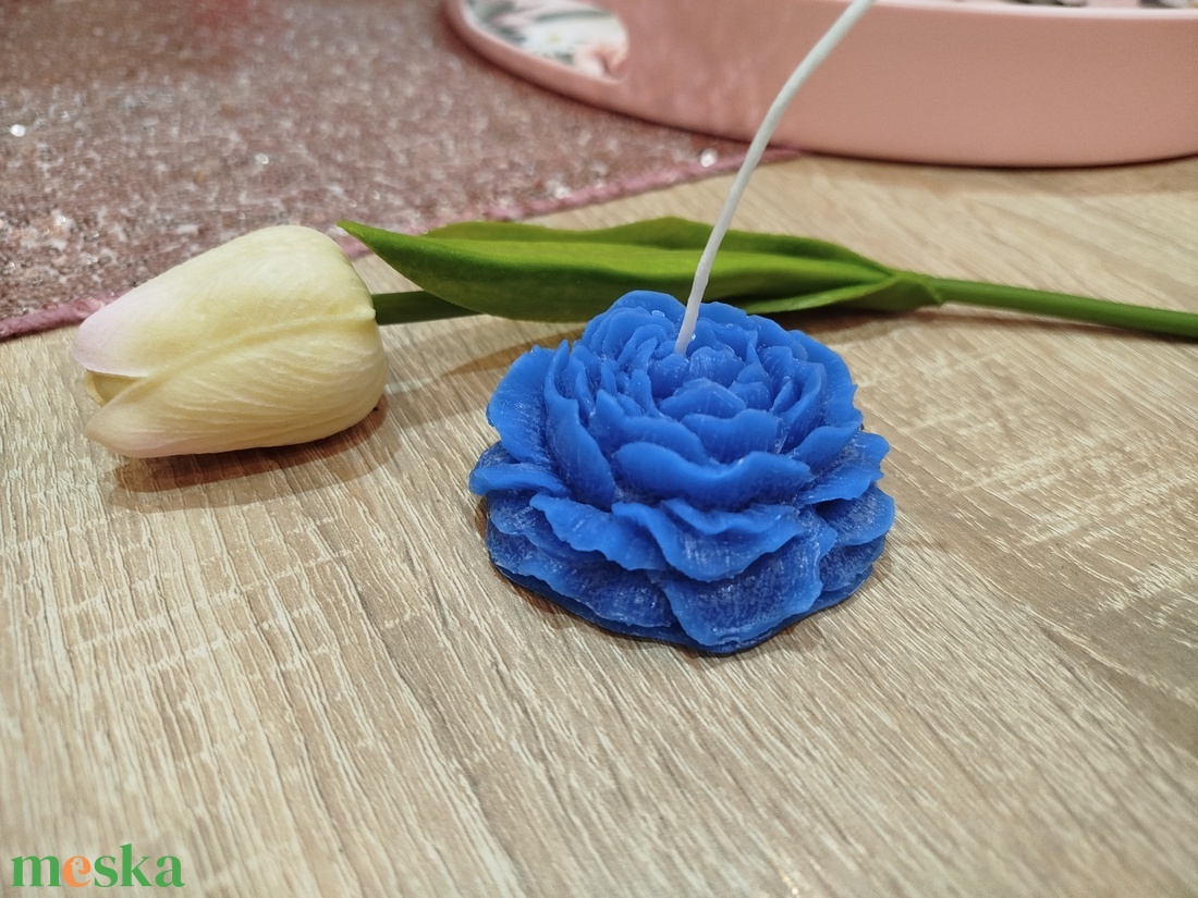 Gyönyörű kék virág alakú gyertya - otthon & életmód - gyertya, illat, aroma - gyertya - Meska.hu