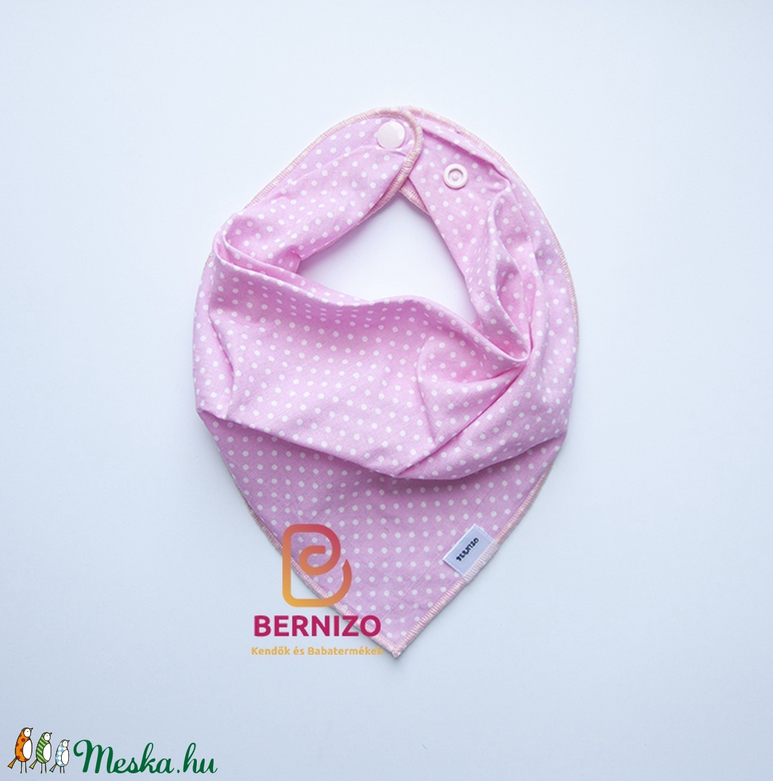 Rozsaszin pöttyős nyálkendő/babakendő -  - Meska.hu