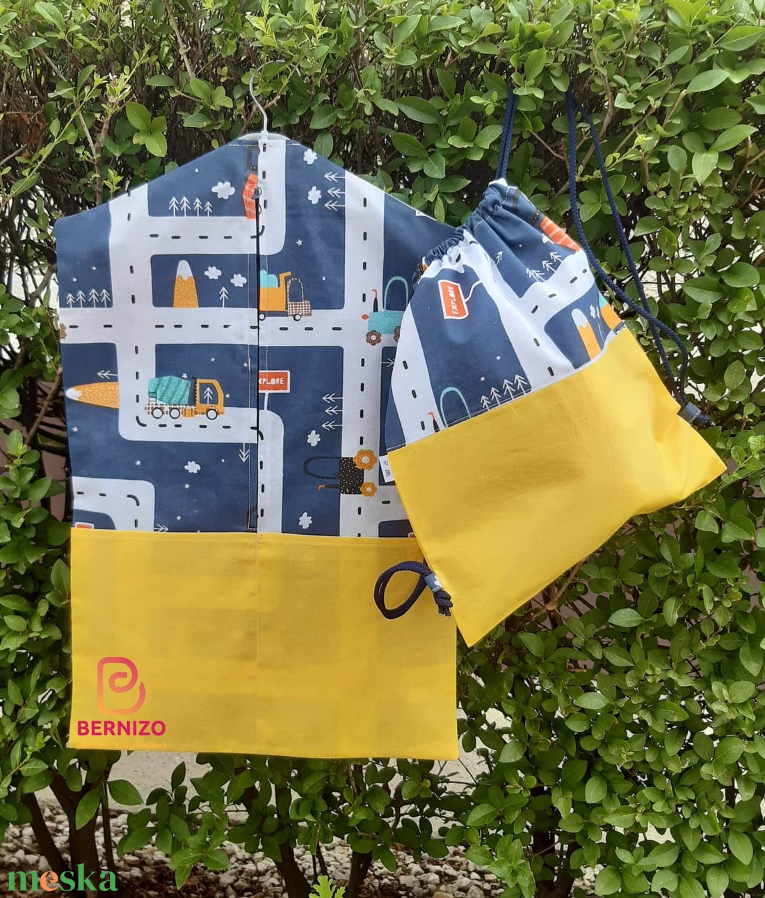 Autós utas oviszsák-tornazsák szett - játék & sport - ovis felszerelés - ovis szett - Meska.hu