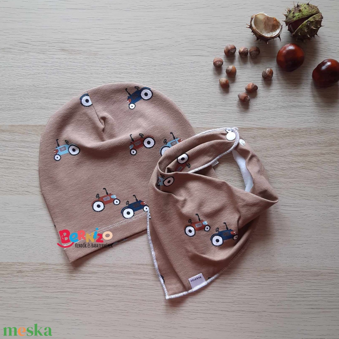 Barna traktoros beanie sapka - nyálkendő szett - ruha & divat - babaruha & gyerekruha - babasapka - Meska.hu Barna traktoros beanie sapka - nyálkendő szett - ruha & divat - babaruha & gyerekruha - babasapka - Meska.hu