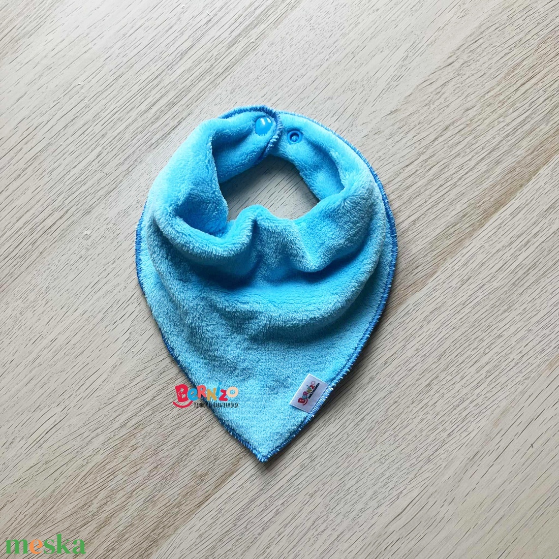 Tüzkizkék wellsoft sálkendő/babakendő  - ruha & divat - sál, sapka, kendő - sapka & sál szett - Meska.hu