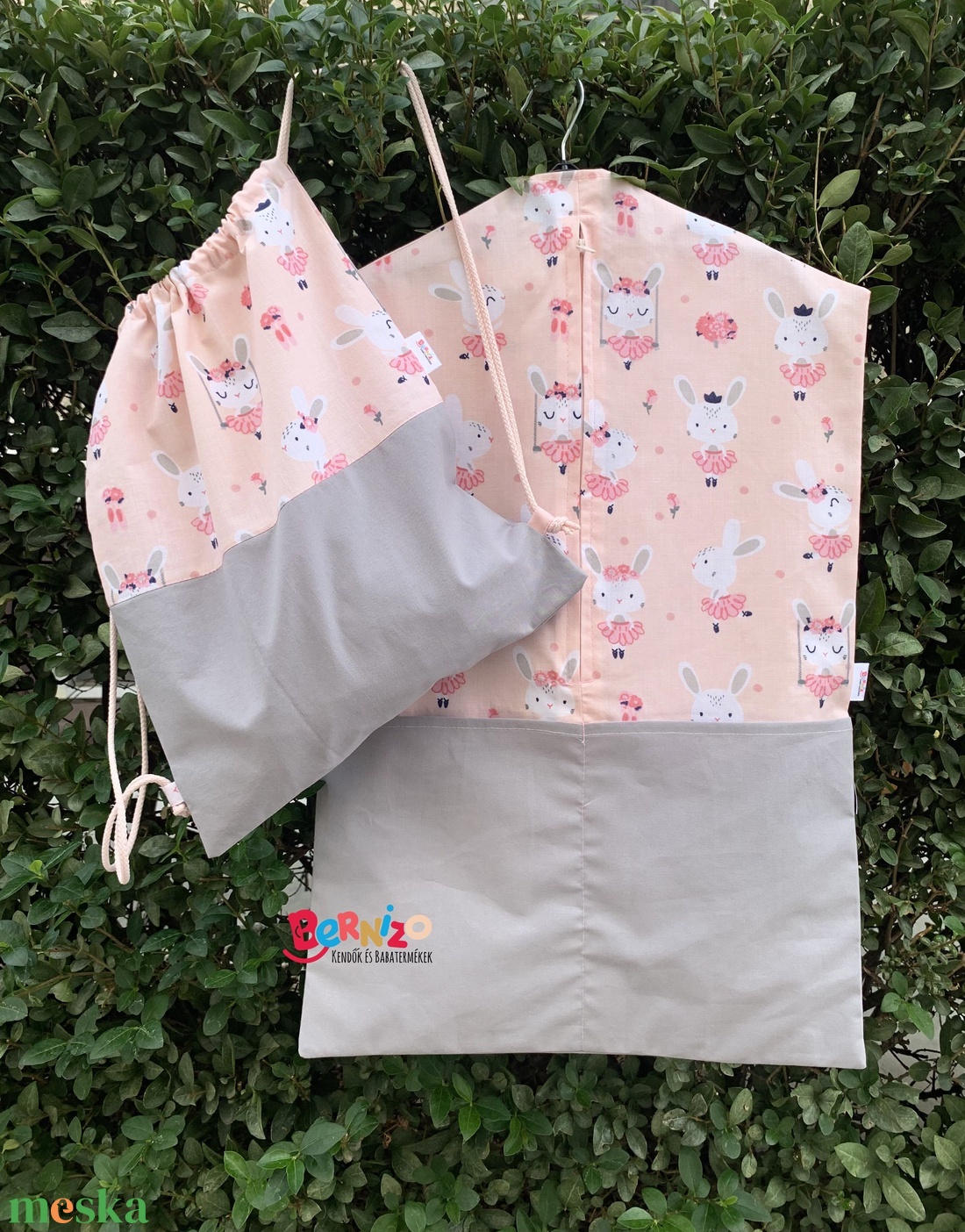 Nyuszis oviszsák-tornazsák szett  - játék & sport - ovis felszerelés - ovis szett - Meska.hu