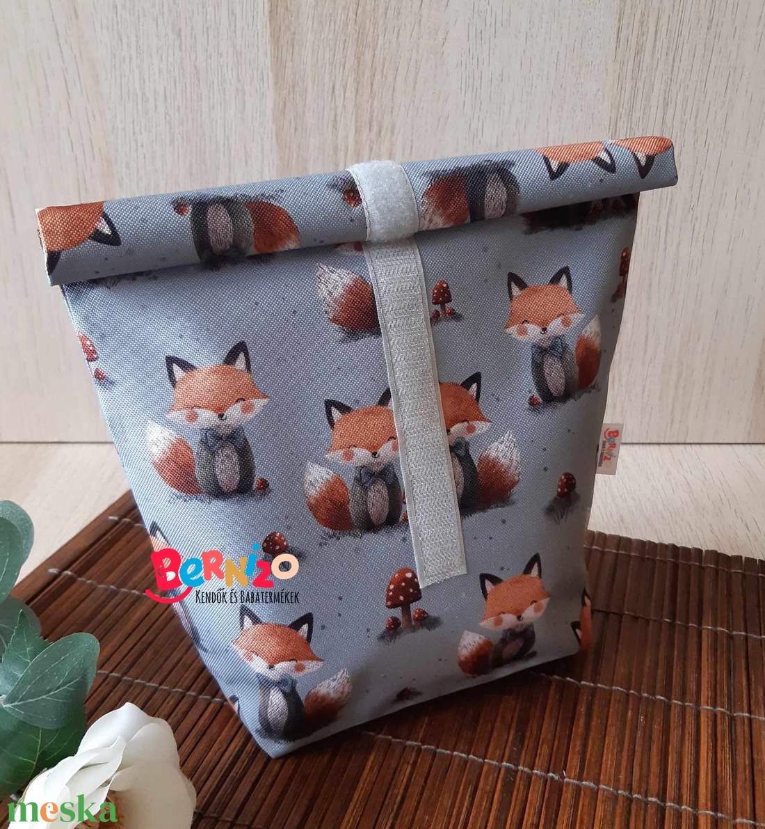 Rókás uzsonnás zsák - táska & tok - uzsonna- & ebéd tartó - szendvics csomagoló - Meska.hu