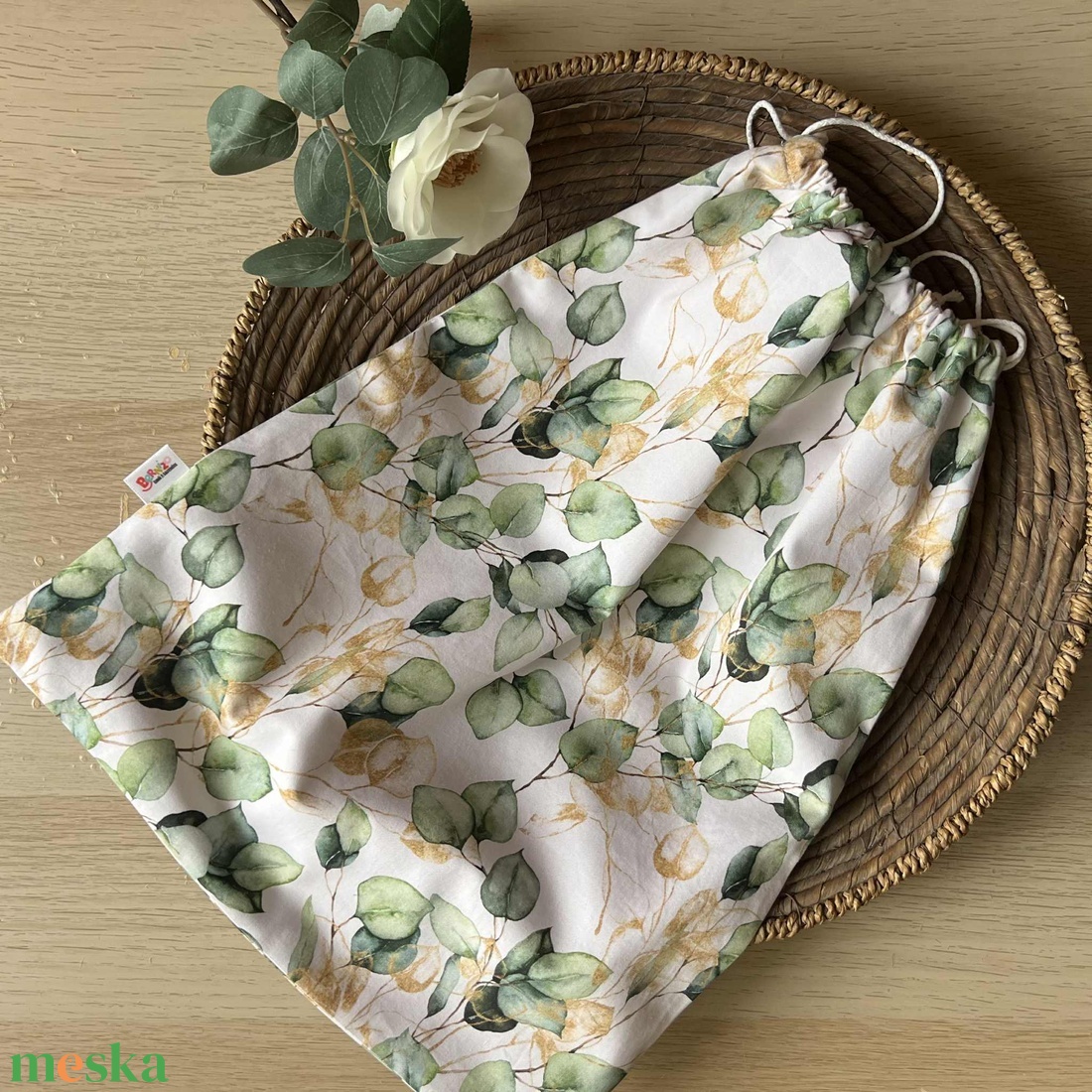 Zöld leveles kenyeres zsák - otthon & életmód - konyhafelszerelés, tálalás - konyhai tárolás - kenyértartó - Meska.hu