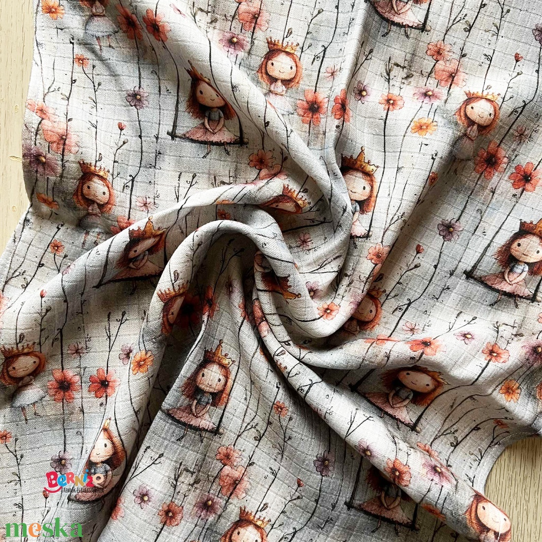 Királylányos bambusz muszlin textilpelenka - baba - mama - pelenkázó, babafürdető kellékek - pelenka - Meska.hu