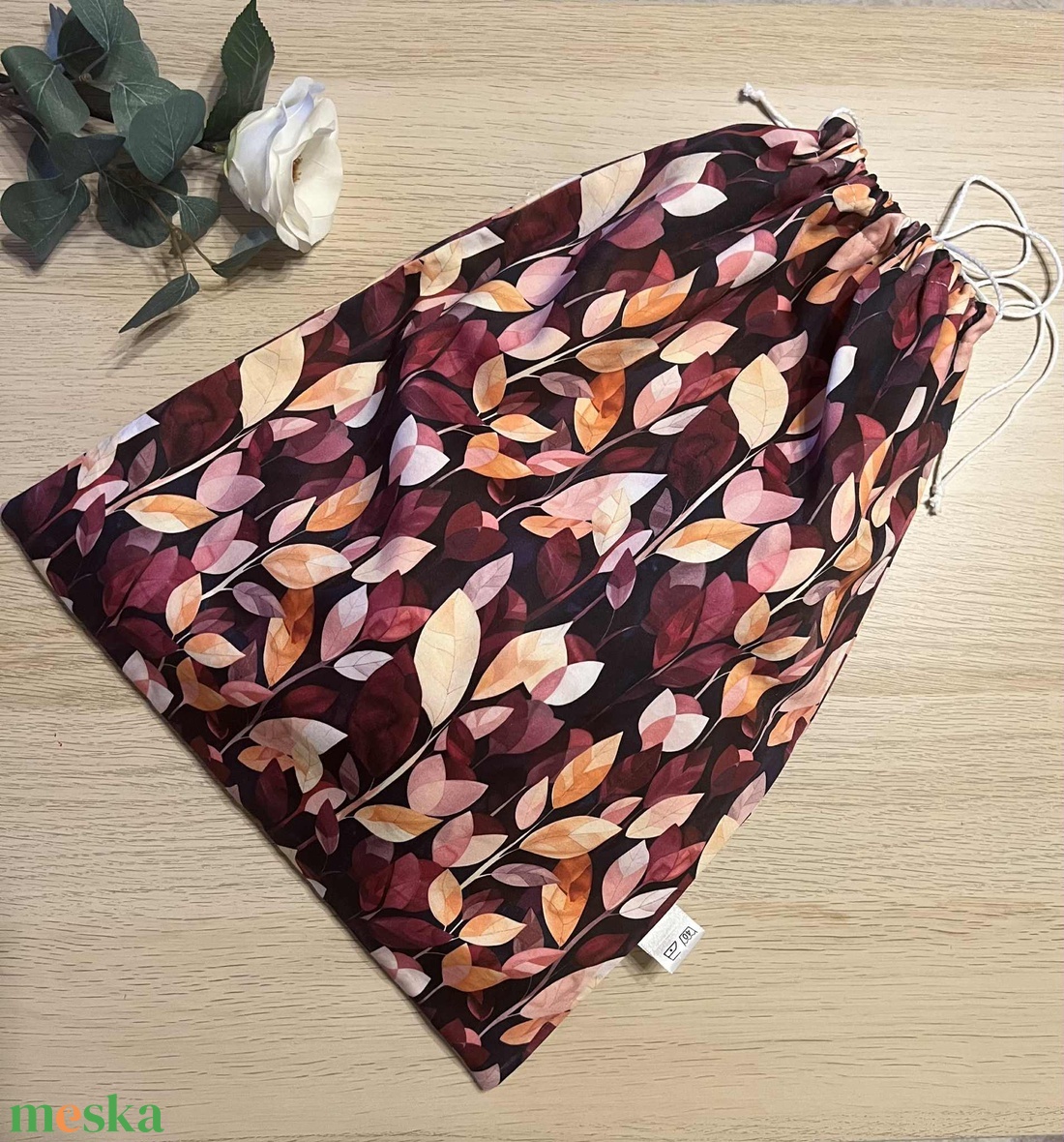 Bordó leveles kenyeres zsák - otthon & életmód - konyhafelszerelés, tálalás - konyhai tárolás - kenyértartó - Meska.hu