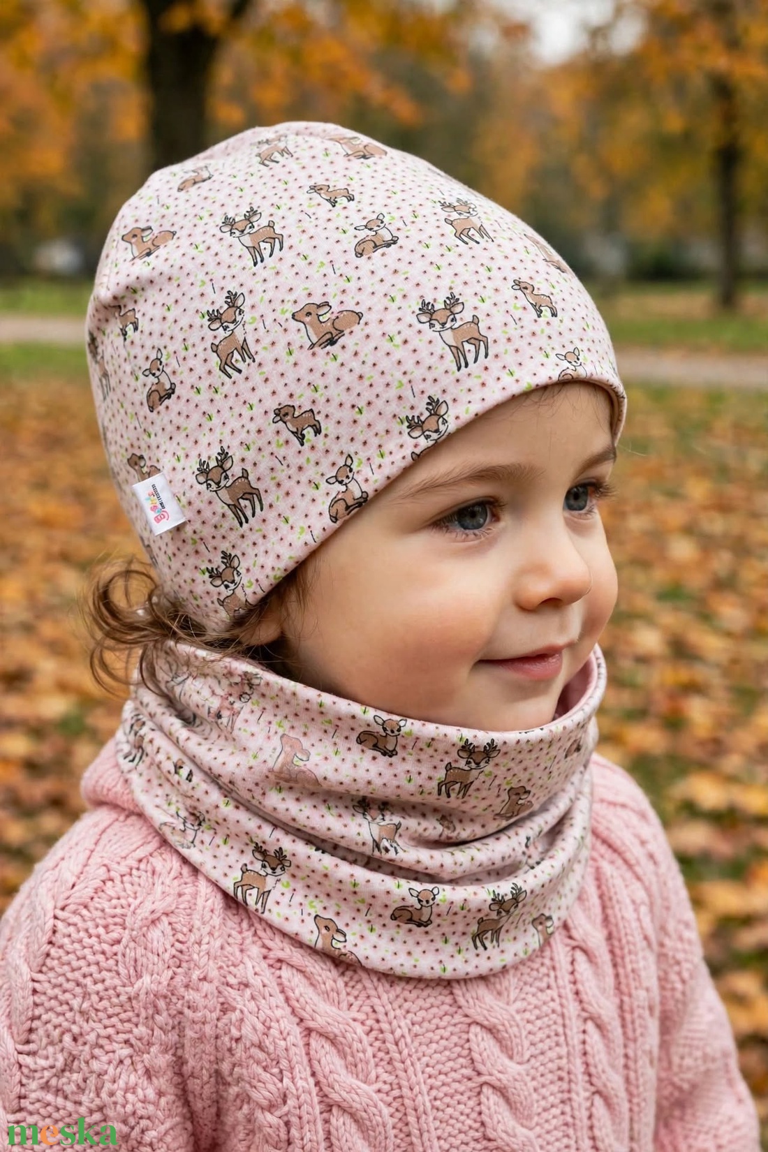 Őzikés beanie sapka-csősál szett - ruha & divat - sál, sapka, kendő - sapka & sál szett - Meska.hu