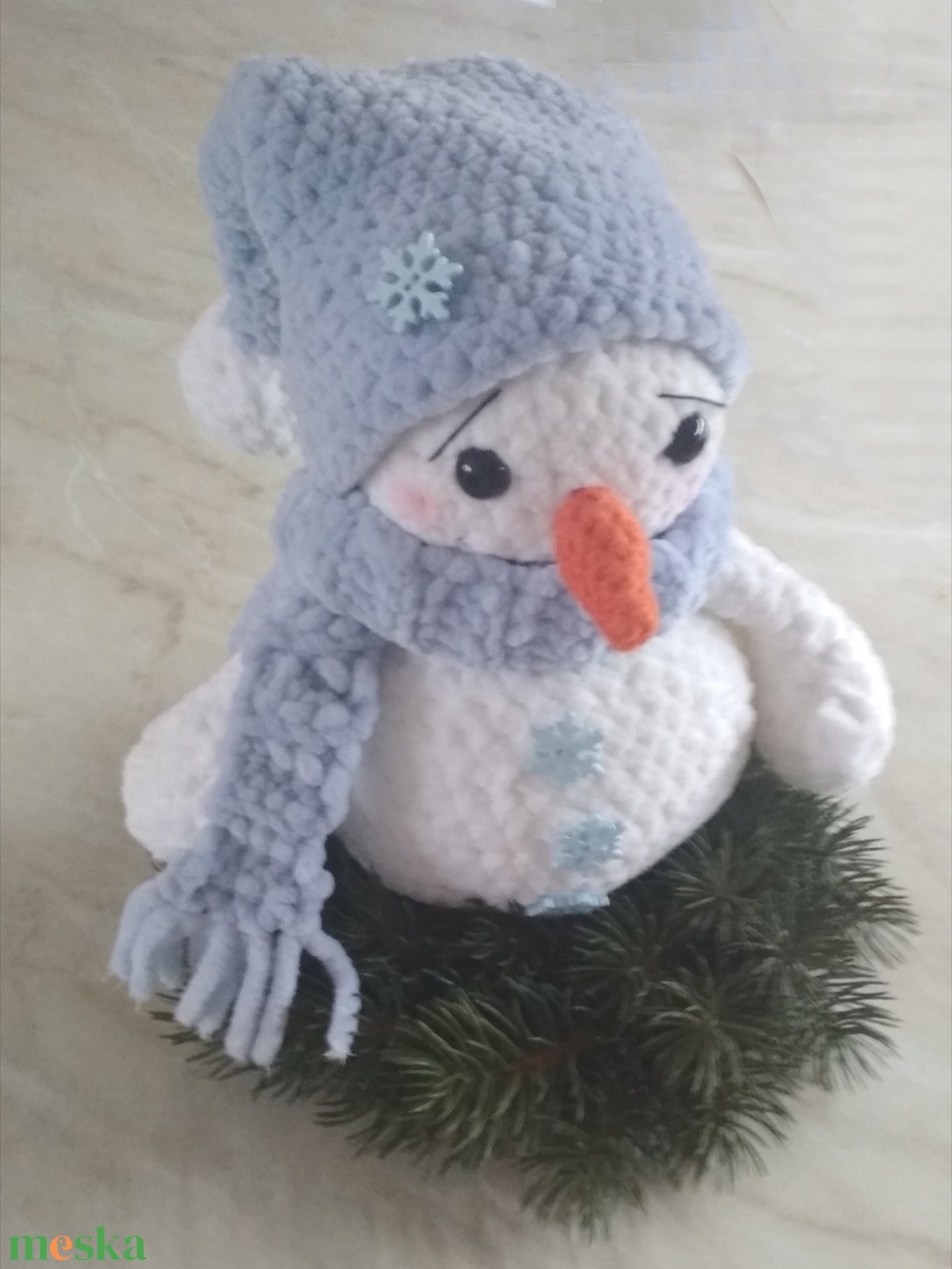 Horgolt hóember  - karácsony - karácsonyi lakásdekoráció - karácsonyi manók, figurák - Meska.hu