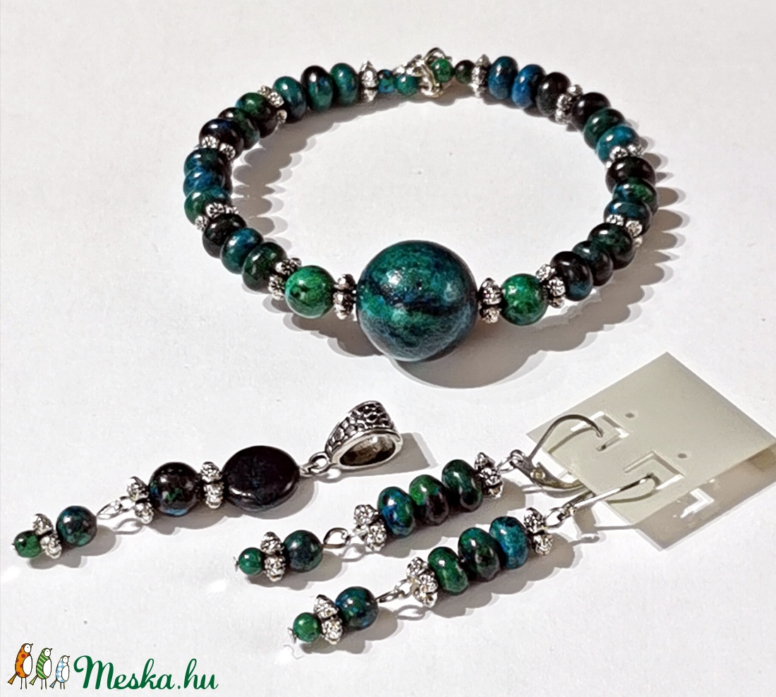 AKCIÓ Crisocolla szett  - ékszer - ékszerszett - Meska.hu