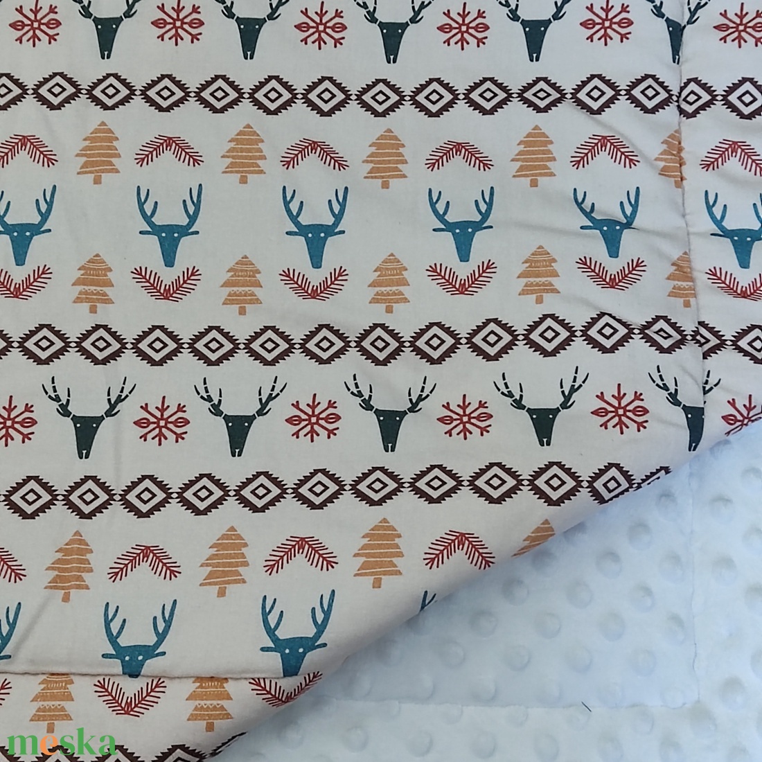 Téli babatakaró - karácsonyi szarvasok - otthon & életmód - babaszoba, gyerekszoba - babatakaró, gyerek pléd - Meska.hu