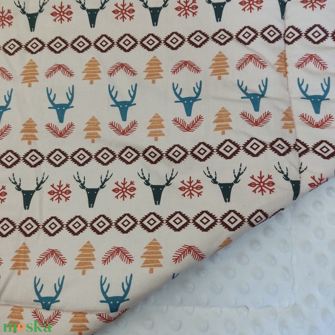 Téli babatakaró - karácsonyi szarvasok - otthon & életmód - babaszoba, gyerekszoba - babatakaró, gyerek pléd - Meska.hu