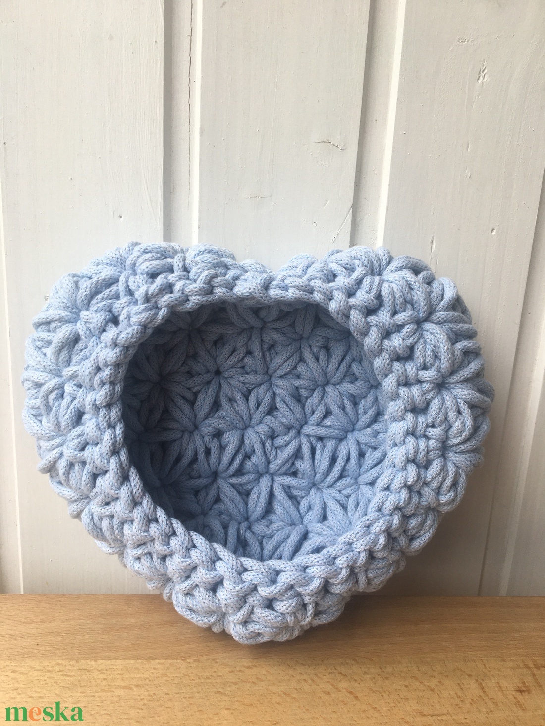 Kék szív alakú kosár - otthon & életmód - tárolás & rendszerezés - tárolókosár - Meska.hu