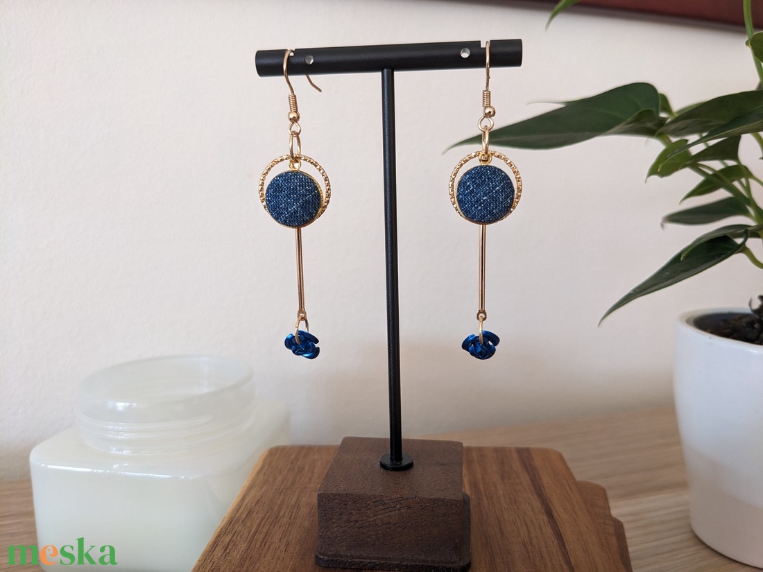 Kék rózsás fülbevaló - ékszer - fülbevaló - lógó fülbevaló - Meska.hu