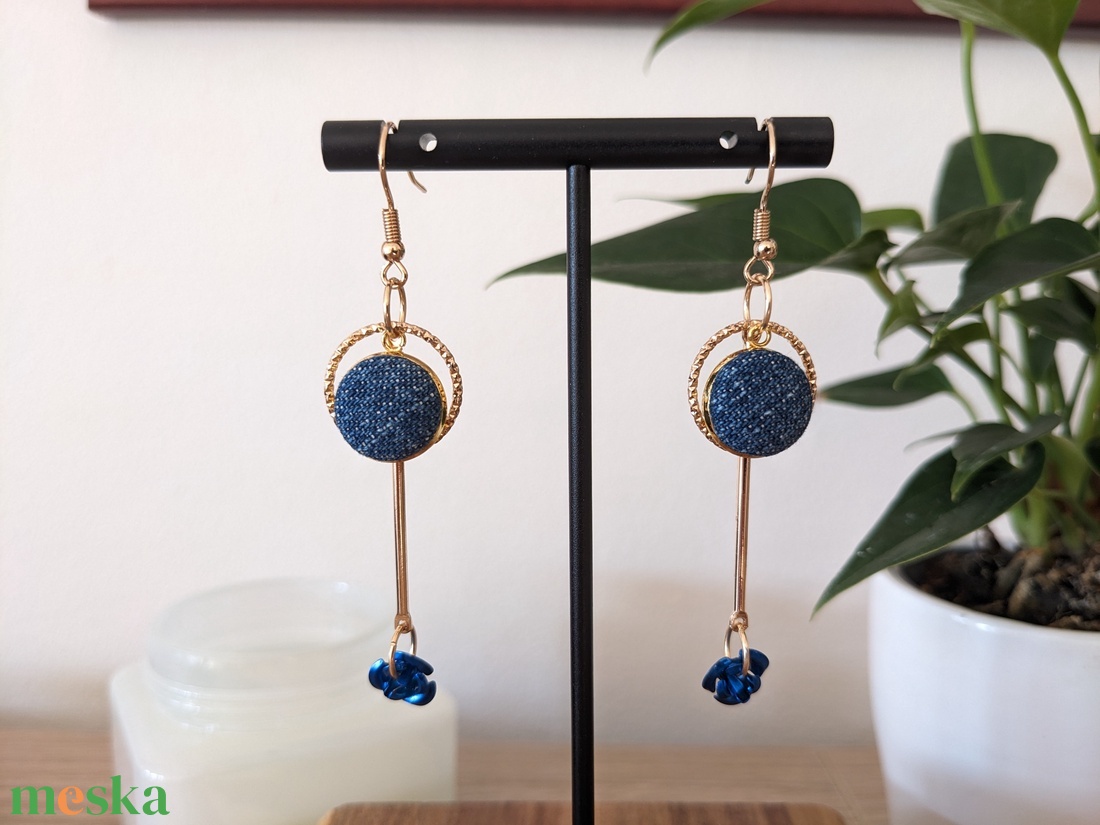 Kék rózsás fülbevaló - ékszer - fülbevaló - lógó fülbevaló - Meska.hu